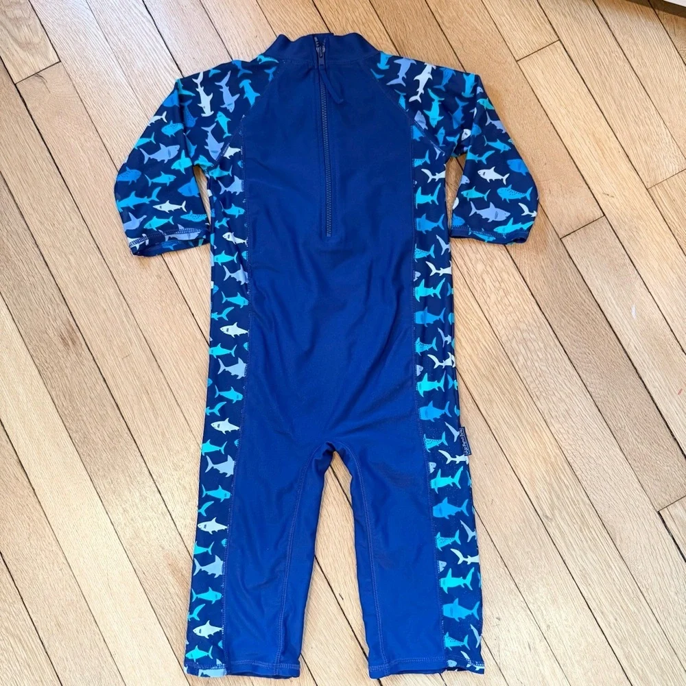 JoJo Maman Bebe Blue Shark Kids Swim Rashguard